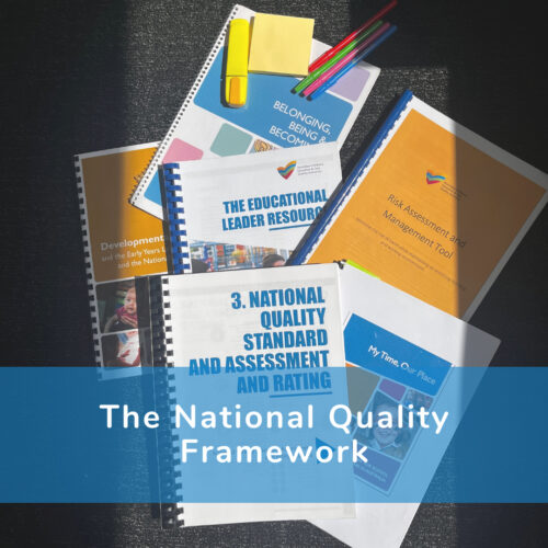 A poster that reads 'the national quality framework'