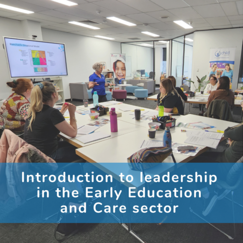 A poster that reads: Introduction to leadership in the early education and care sector