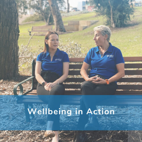 A poster that reads 'wellbeing in action'